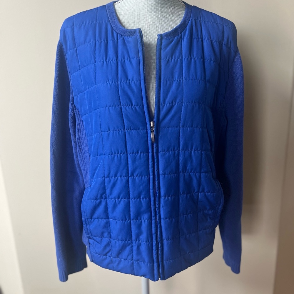 Croft & Barrow Blue Sweater/Jacket with Quilted Design